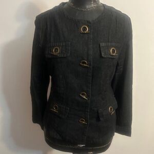 AMX Black denim jacket with toggle closure, size M